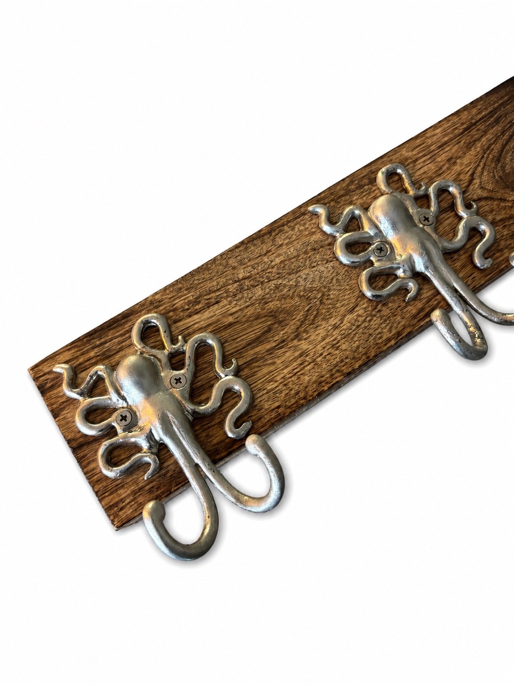 Octopus Wall Hook Rack in Silver on Wood - Home Accents - Picture 3 of 3